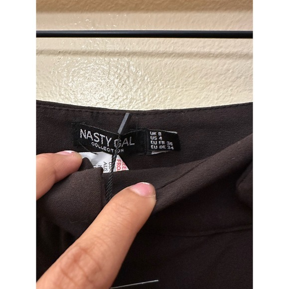 NWT Nasty Gal Buttoned‎ Top Trouser Chocolate Brown Size US 4 - Picture 9 of 10